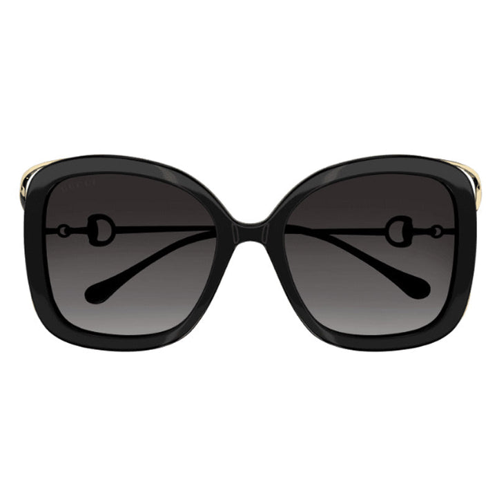 Gucci Sunglasses Butterfly Full Rim, Black Frame and Grey Gradient Lens GG1021S002