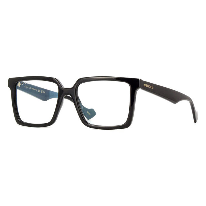 Gucci Square Full Rim, with a Black frame and Blue Light Crystal To Grey Photochromic lens.