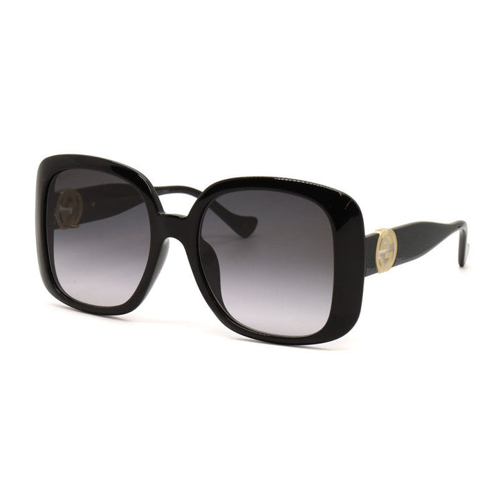 Gucci Sunglasses Square Full Rim, Shiny Black Frame and Grey Gradient Lens GG1029SA001