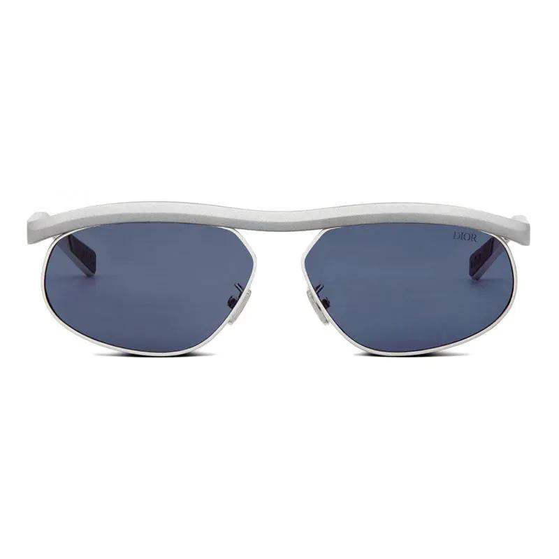 Dior Sample Sale | Dior Sunglasses Oval Full Rim, Matte Silver Frame And Blue Lens Dioriders1Uf1B0 - Sunglasses | Designer outlet