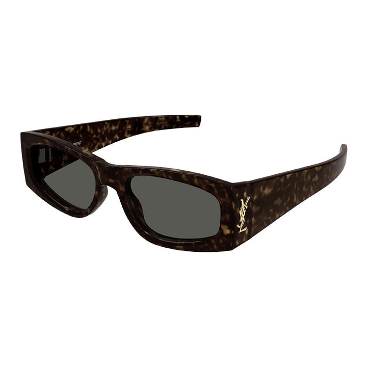 Saint Laurent Sunglasses Rectangle Full Rim, Havana Frame and Grey Lens SLM140003