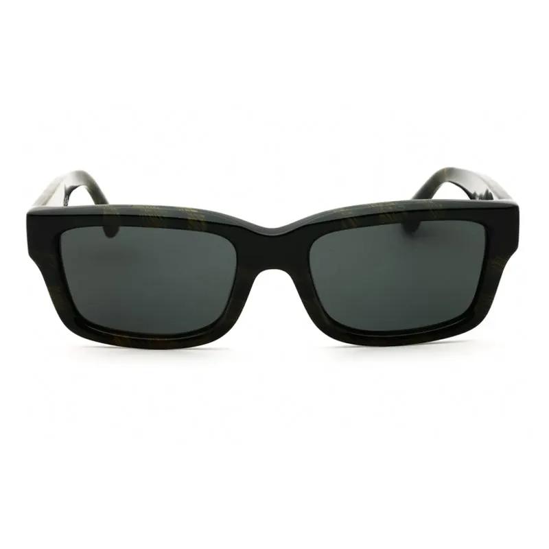 Burberry Sunglasses Rectangle Full Rim, Check Green Frame And Dark Grey Lens