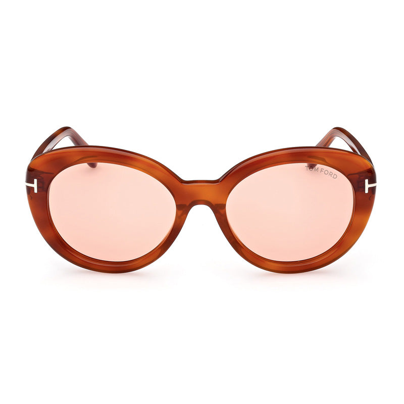 Tom Ford Cat Eye Full Rim, with a Blonde Havana frame and Photochromic Pink lens.