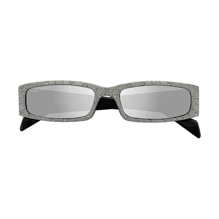 Gucci Sunglasses Rectangle Full Rim, Grey with Metal Stud Detail Frame and Grey Mirror Lens GG1780S001