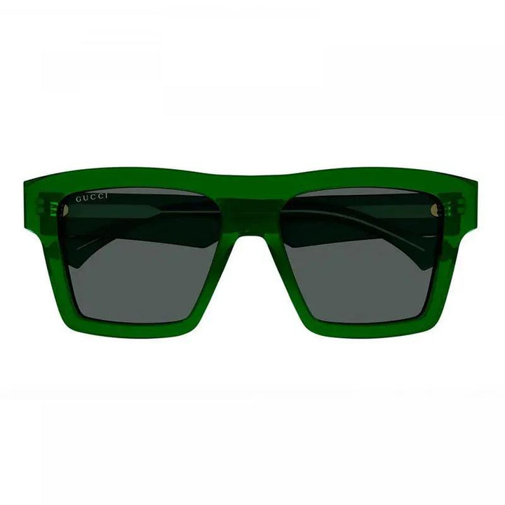 Gucci Sunglasses Square Full Rim, Green Frame and Grey Lens