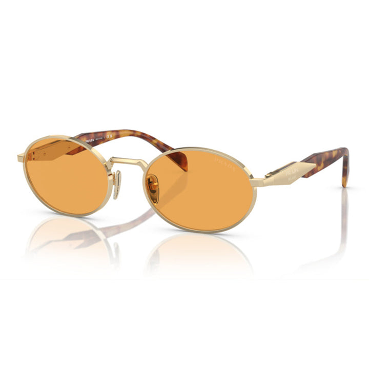 Prada Sunglasses Oval Full Rim, Gold Frame and Orange Lens PR65ZSZVN02Z