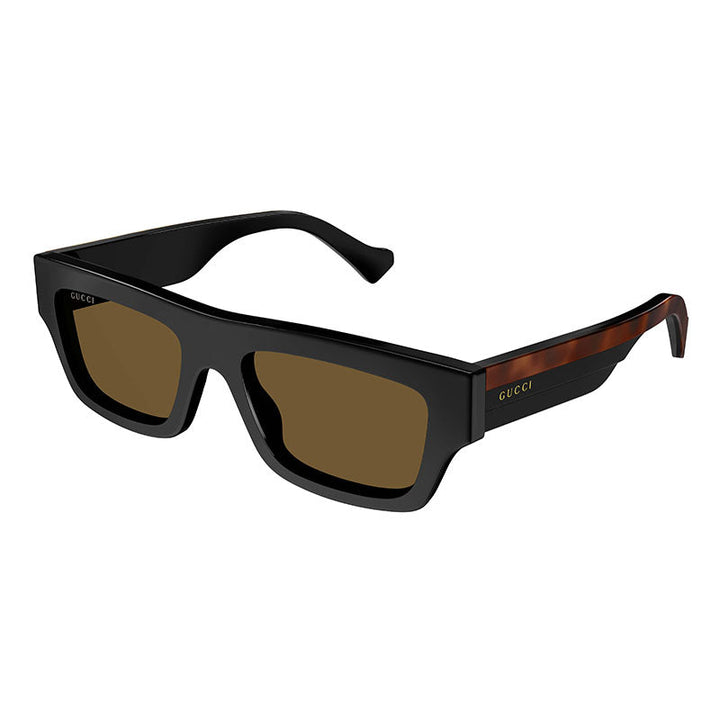 Gucci Sunglasses Rectangle Full Rim, Black Frame and Brown Lens GG1301S004