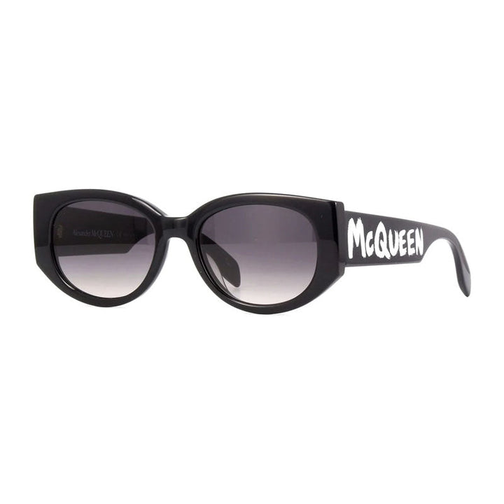 Alexander McQueen Sunglasses Square Full Rim, Shiny Black Frame and Grey Gradient Lens AM0330S001