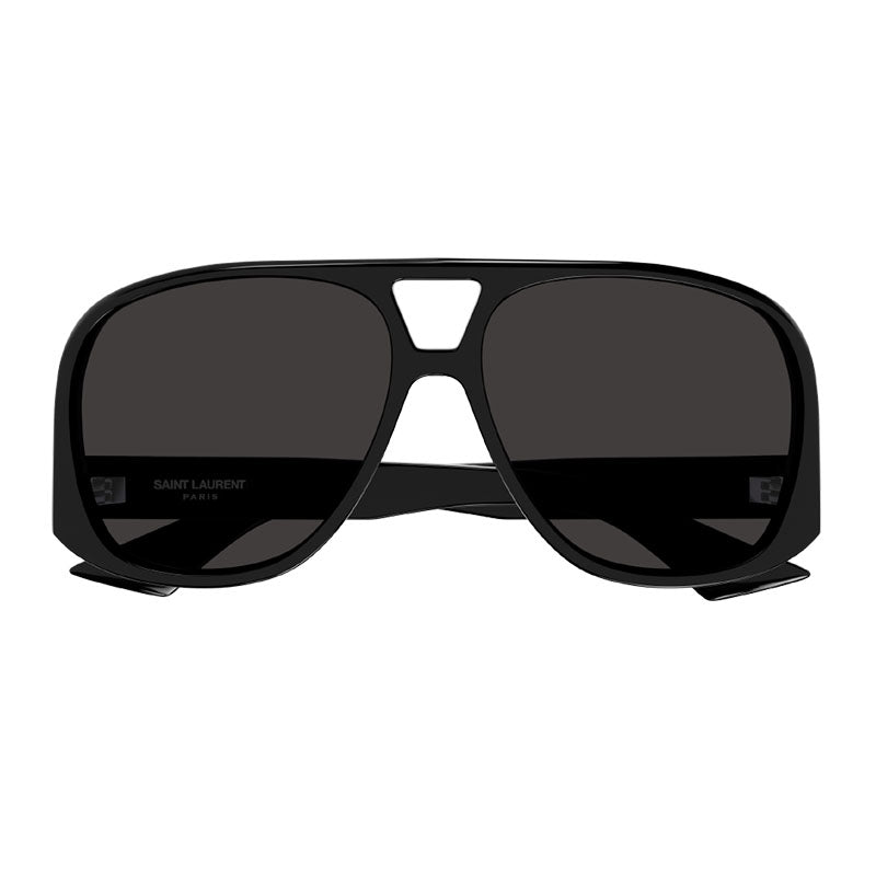 Saint Laurent Sunglasses Aviator Full Rim, Shiny Black Frame and Black Lens SL652/F001