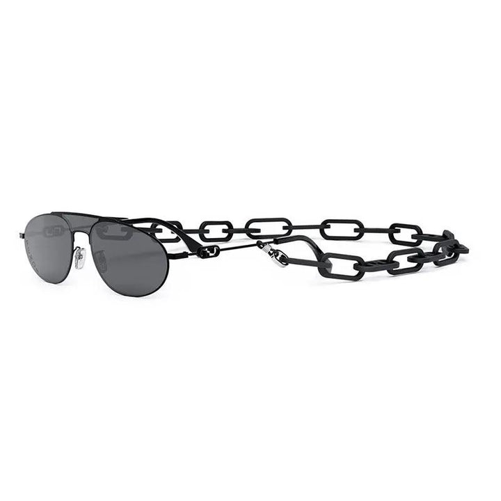 Fendi Sunglasses Aviator Full Rim, Black Frame and Dark Grey with Black Chain Lens FE40072U-Y01A