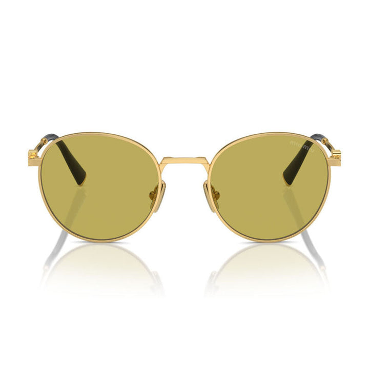 Miu Miu Sunglasses Round Full Rim, Gold Frame and Olive Green Lens MU55ZS5AK07O