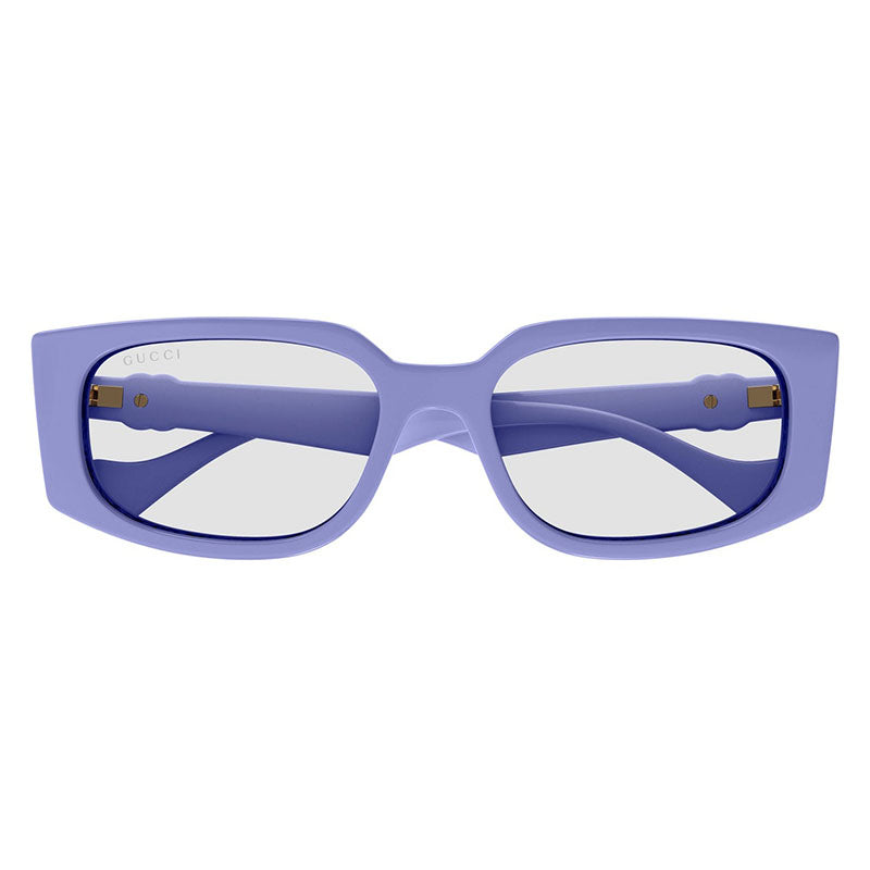 Gucci Cat Eye Full Rim, with a Violet frame and Transparent lens.