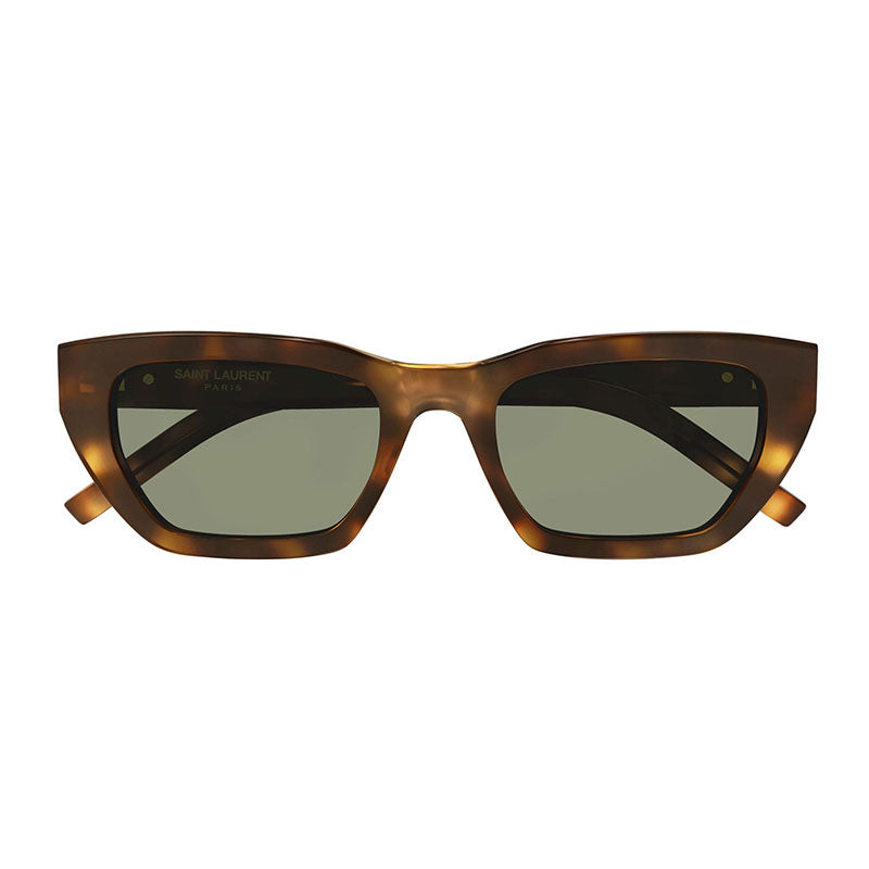 Saint Laurent Sunglasses Cat Eye Full Rim, Shiny Havana Frame and Green Lens SLM127/F003