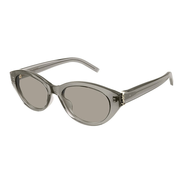 Saint Laurent Sunglasses Oval Full Rim, Transparent Taupe Frame and Warm Grey Lens SLM148004