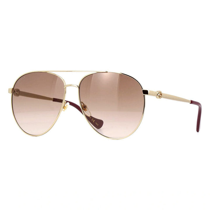 Gucci Sunglasses Aviator Full Rim, Gold Frame and Brown Gradient Lens GG1088S002