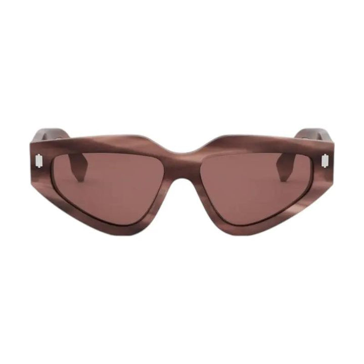 Fendi Sunglasses Cat Eye Full Rim, Striped Pink Frame And Red Lens Fe40163U74S