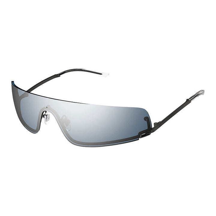 Gucci Sunglasses Shield Semi Rim, Shiny Black Frame and Smoke Mirror Lens GG1561S004