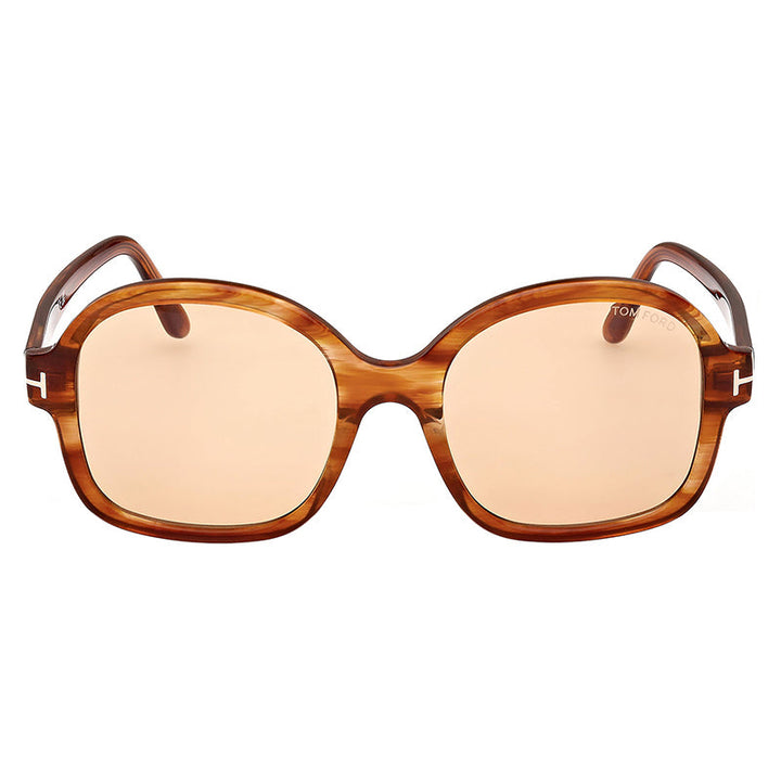 Tom Ford Oval Full Rim, with a Shiny Light Brown frame and Brown lens.