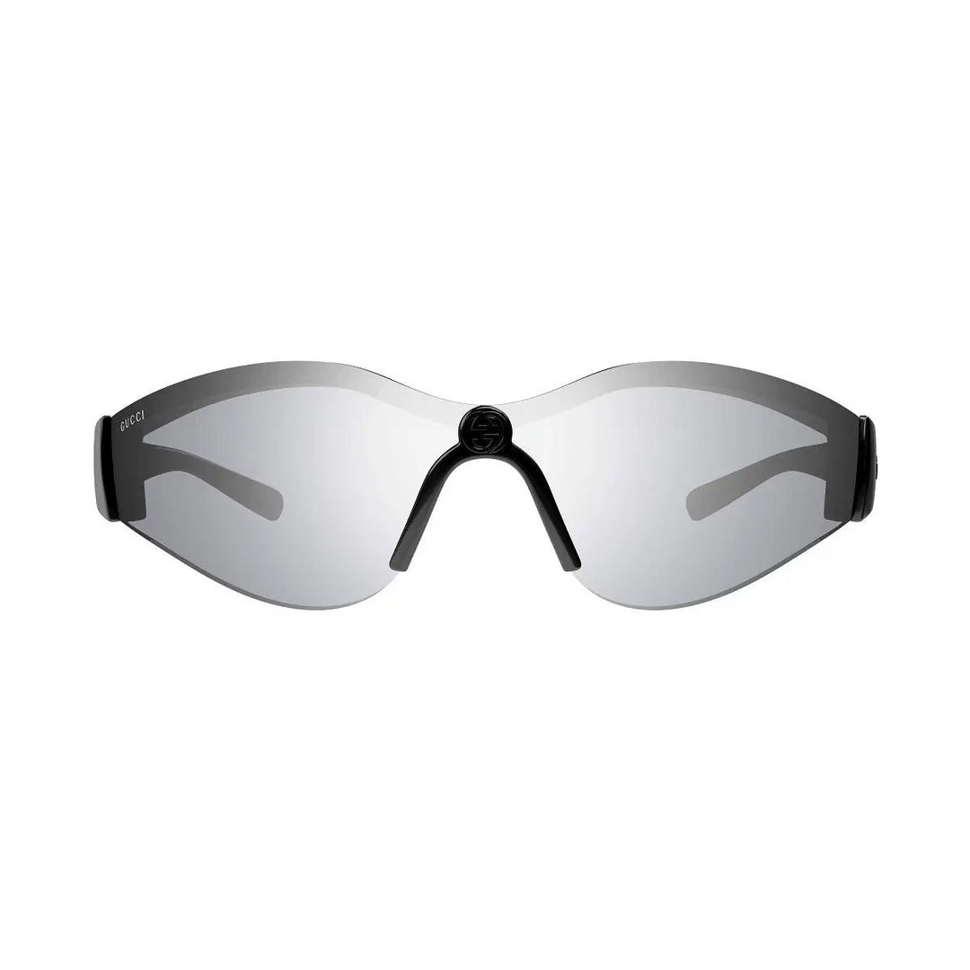 Gucci Sunglasses Shield Semi Rim, Black Frame And Multilayer Silver Mirror Lens Gg1651S004