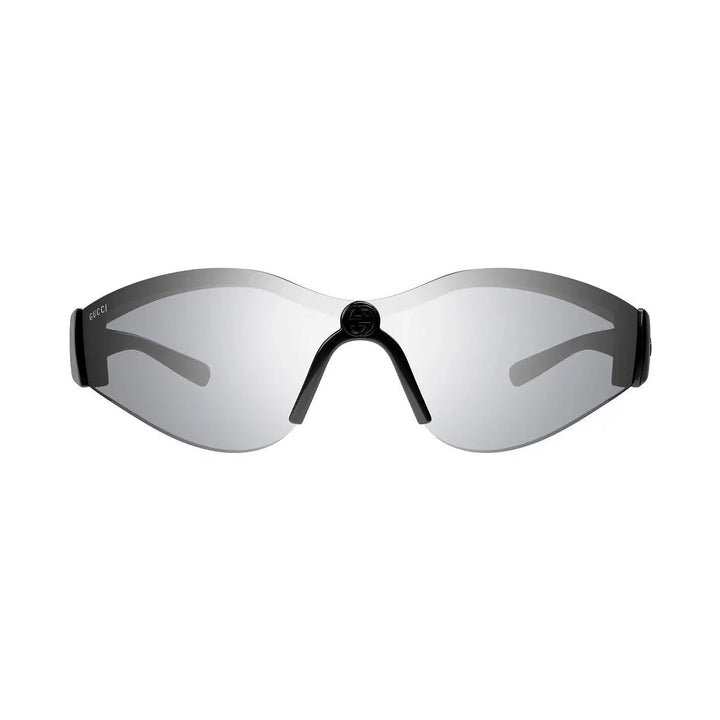 Gucci Sunglasses Shield Semi Rim, Black Frame And Multilayer Silver Mirror Lens Gg1651S004