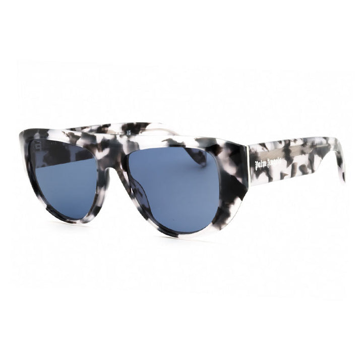Palm Angels Sunglasses Oval Full Rim, Havana Black Frame and Blue Lens PERI105JOSHUA1245