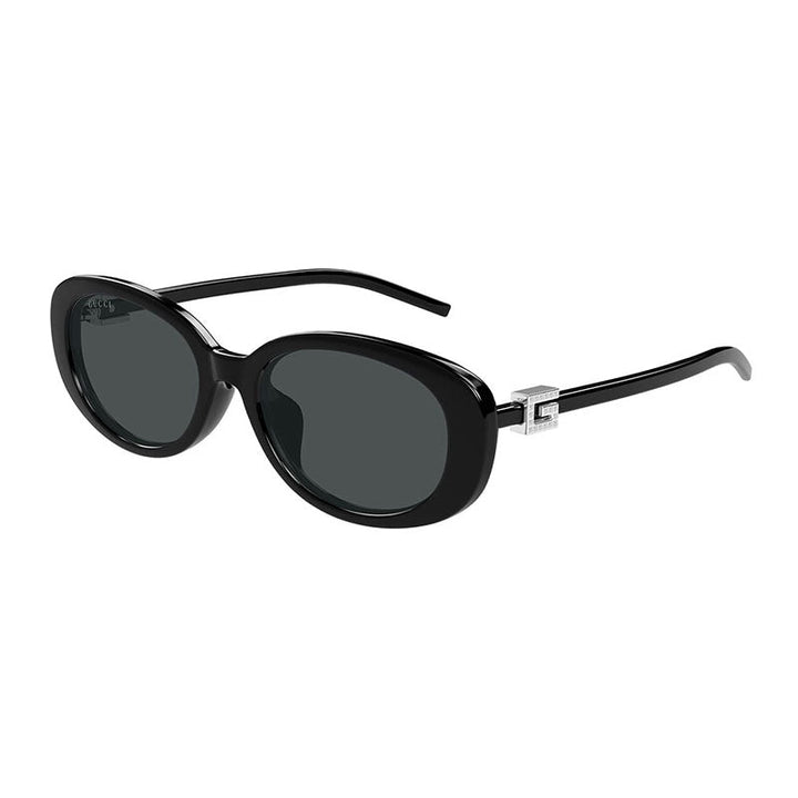 Gucci Oval Full Rim, with a White frame and Grey lens.