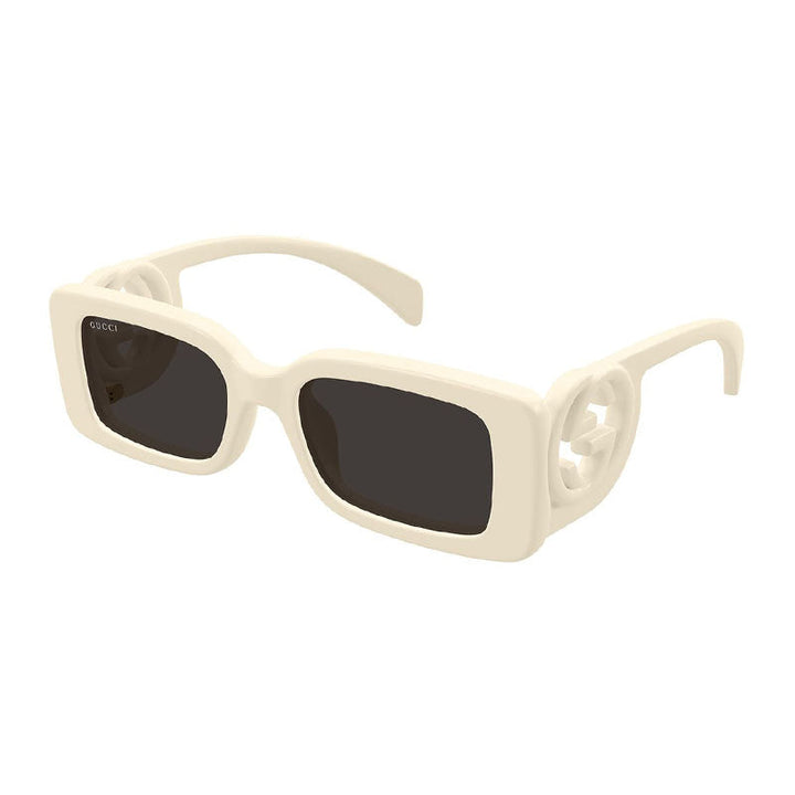 Gucci Square Full Rim, with a Ivory frame and Grey lens.