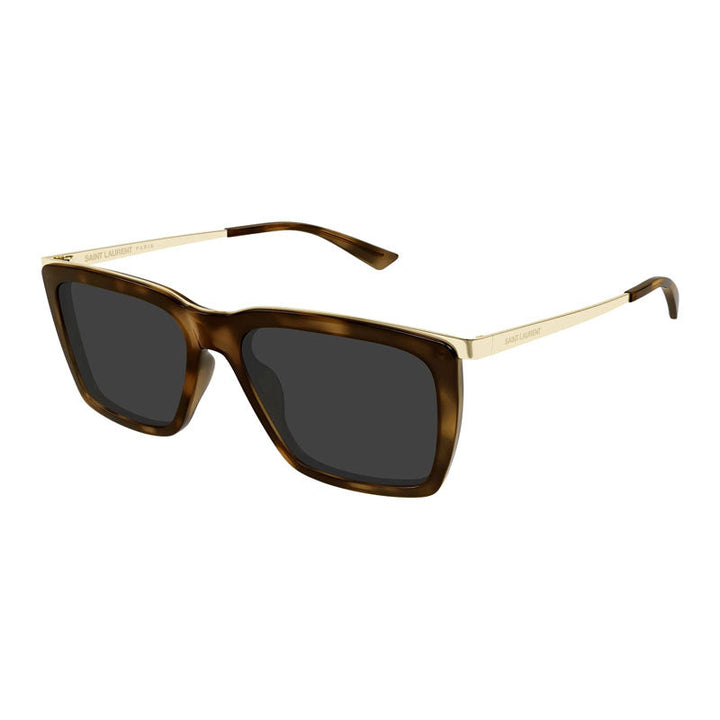 Saint Laurent Sunglasses Square Full Rim, Havana/Gold Frame and Grey Lens SL765004