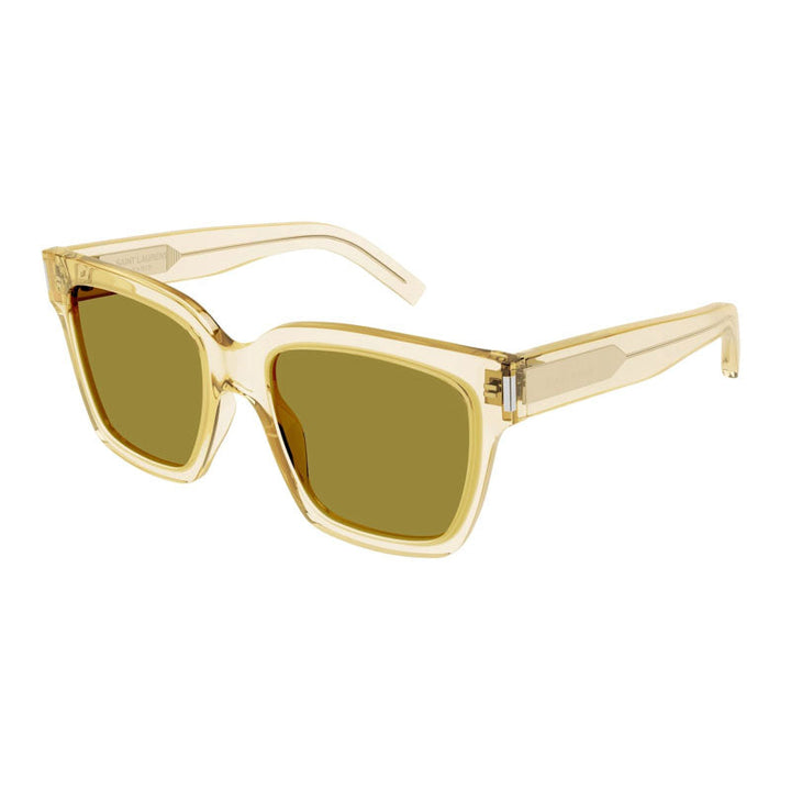 Saint Laurent Sunglasses Square Full Rim, Transparent Yellow Frame and Green Lens SL507005