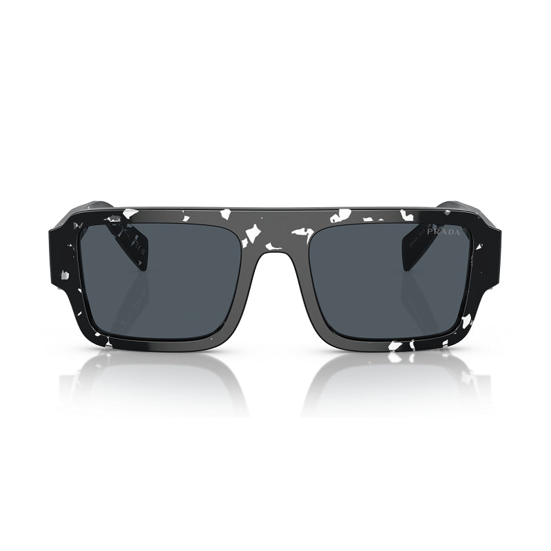 Prada Sunglasses Rectangle Full Rim, Tortoise Black Crystal Frame and Dark Grey Lens PRA05S15O70B