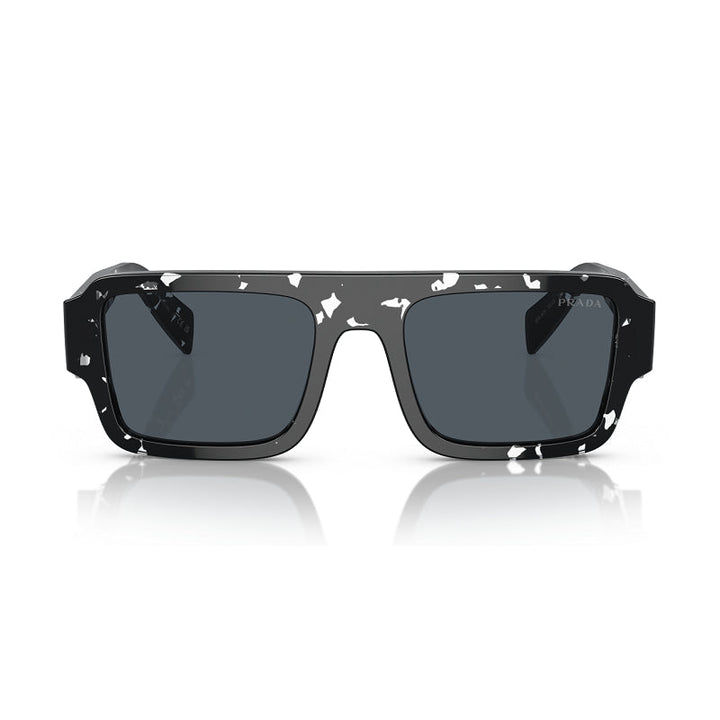 Prada Sunglasses Rectangle Full Rim, Tortoise Black Crystal Frame and Dark Grey Lens PRA05S15O70B