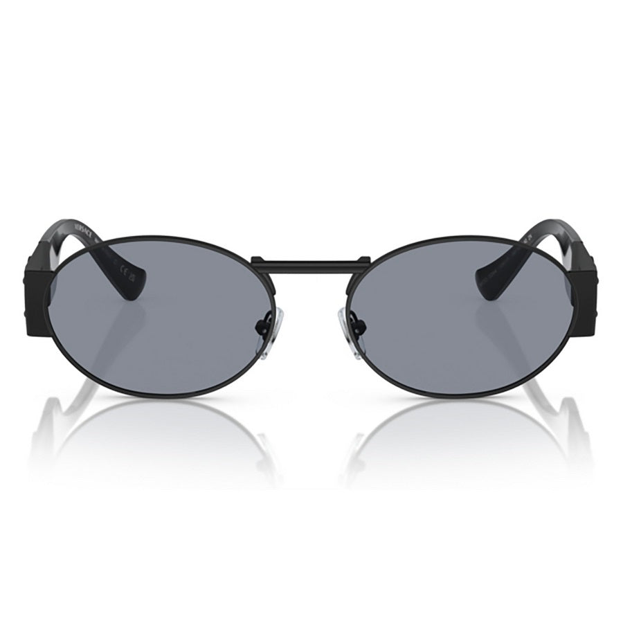 Versace Oval Full Rim, with a Matte Black frame and Grey lens.