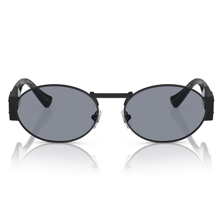 Versace Oval Full Rim, with a Matte Black frame and Grey lens.