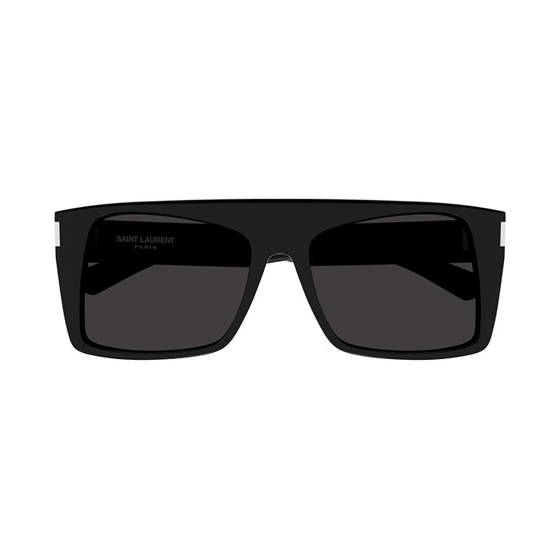 Saint Laurent Sunglasses Rectangle Full Rim, Shiny Black Frame and Black Lens SL651VITTI001