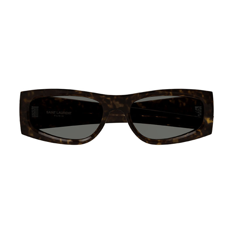 Saint Laurent Sunglasses Rectangle Full Rim, Havana Frame and Grey Lens SLM140003
