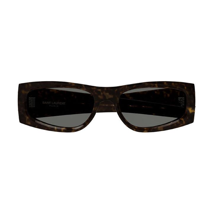 Saint Laurent Sunglasses Rectangle Full Rim, Havana Frame and Grey Lens SLM140003