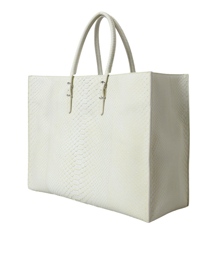  - Balenciaga Chic Python Leather Tote in White & Yellow - BAG1180 - Ask Me Wear