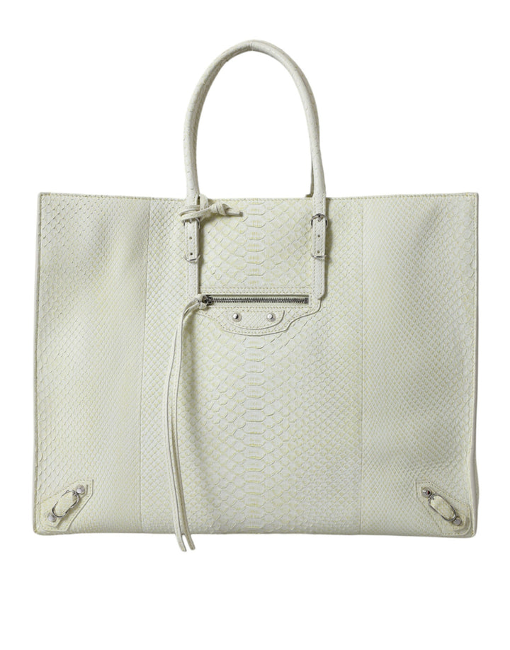  - Balenciaga Chic Python Leather Tote in White & Yellow - BAG1180 - Ask Me Wear