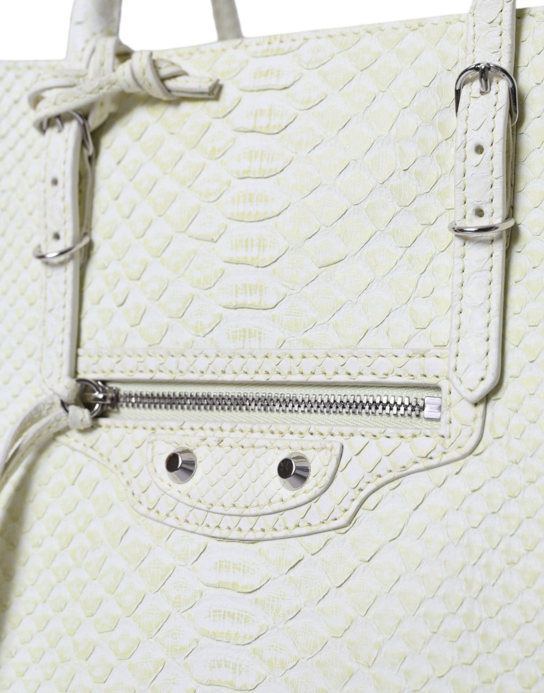  - Balenciaga Chic Python Leather Tote in White & Yellow - BAG1180 - Ask Me Wear