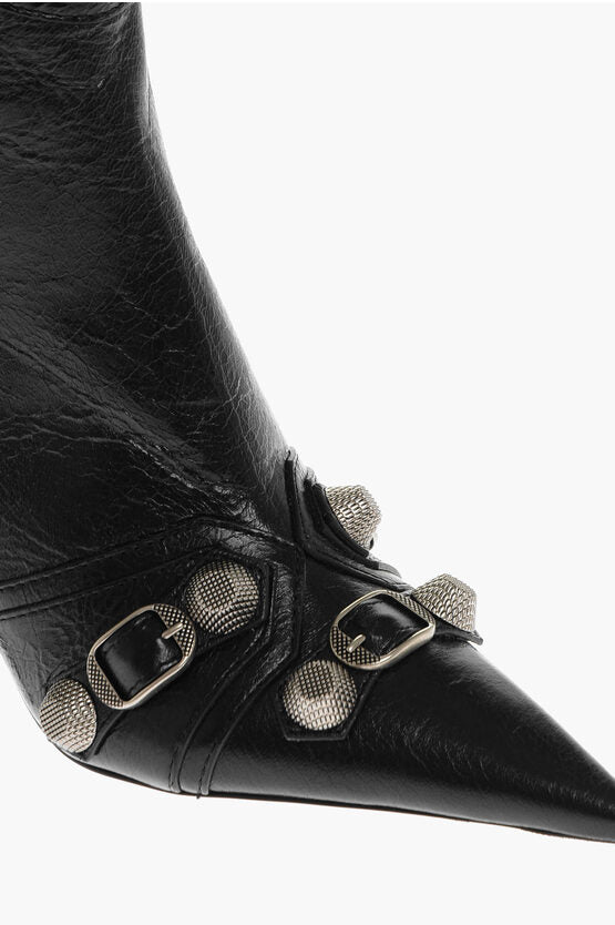 Shoes - Balenciaga Leather CAGOLE Booties with Zips and Studs 8cm - 8105710781 - Ask Me Wear