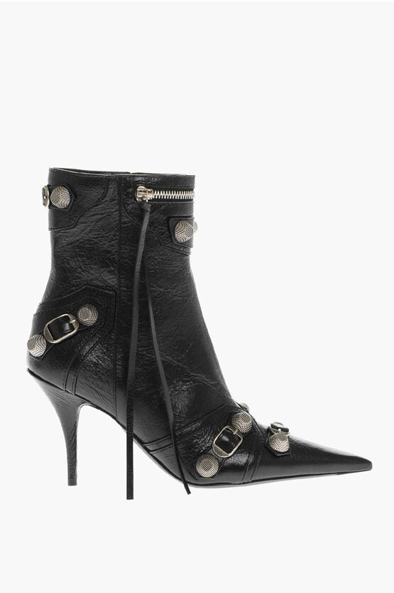 Shoes - Balenciaga Leather CAGOLE Booties with Zips and Studs 8cm - 8105710781 - Ask Me Wear