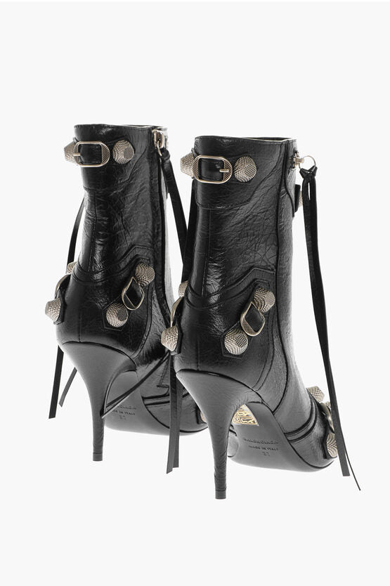 Shoes - Balenciaga Leather CAGOLE Booties with Zips and Studs 8cm - 8105710781 - Ask Me Wear