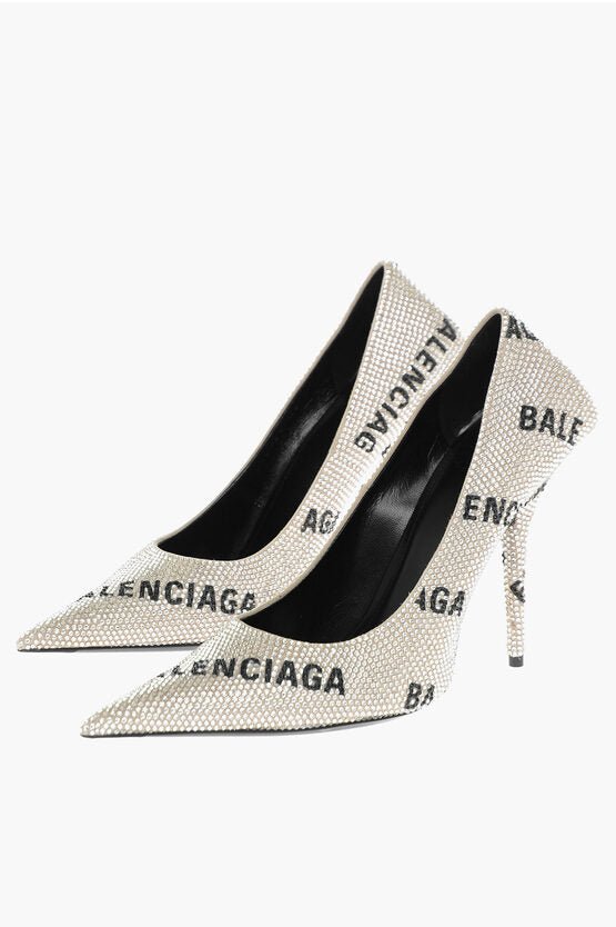 Shoes - Balenciaga Rhinestoned Pumps with All - Over Logo 11cm - 8110271299 - Ask Me Wear