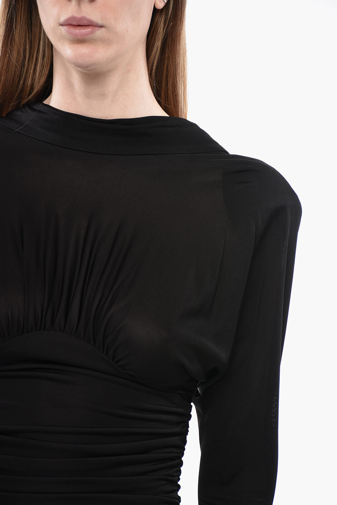 Saint Laurent Bare Back Dress with Draped Skirt