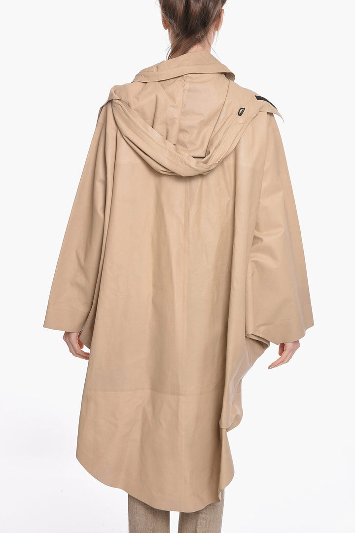 Bottega Veneta Bat-wing Sleevd Leather Raincoat