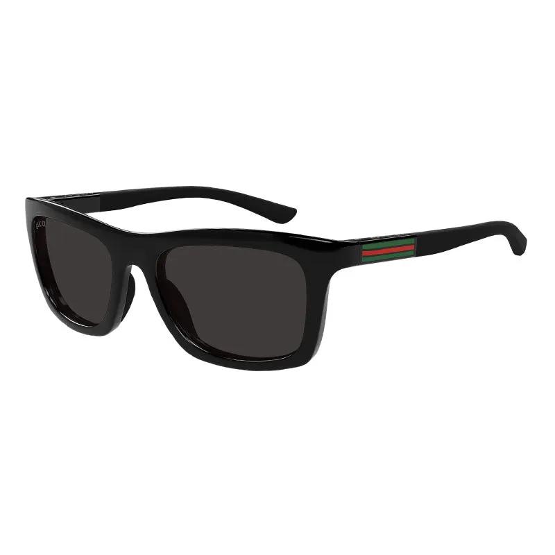 Gucci Sunglasses Rectangle Full Rim, Shiny Black Frame And Grey Lens Gg1735S001