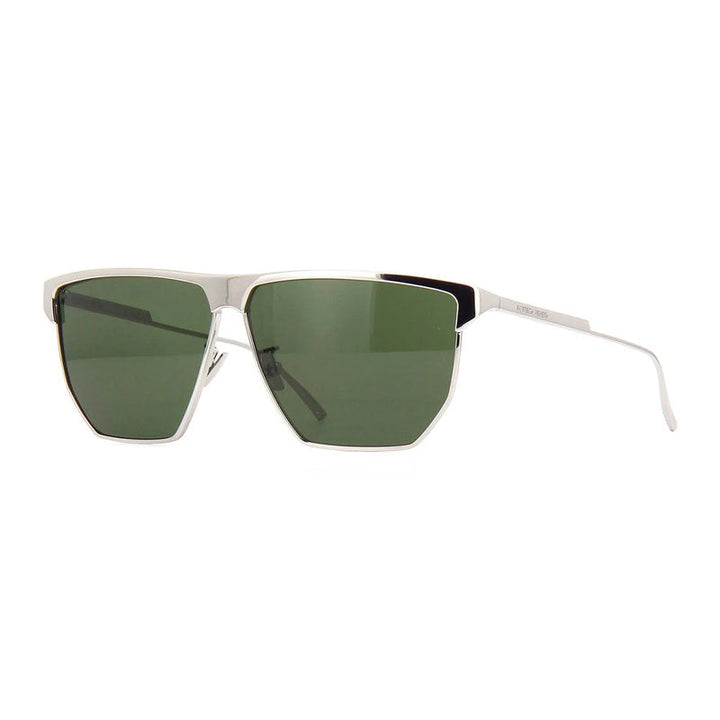 Bottega Veneta Sunglasses Geometric Full Rim, Silver Frame and Green Lens BV1069S002
