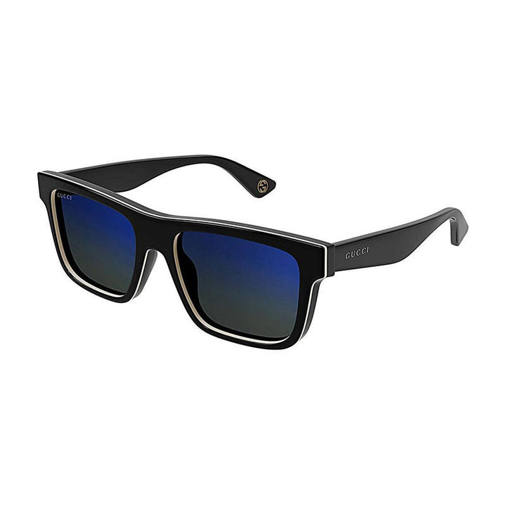 Gucci Sunglasses Square Full Rim, Black Grey Frame and Dark Green to Blue Gradient Mirror Lens GG1618SA003