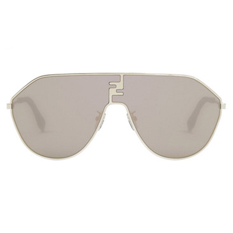 Fendi Sunglasses Aviator Full Rim, Clear Gold Frame and Brown Mirror Lens FE40080U32G