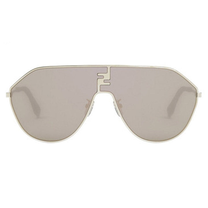 Fendi Sunglasses Aviator Full Rim, Clear Gold Frame and Brown Mirror Lens FE40080U32G